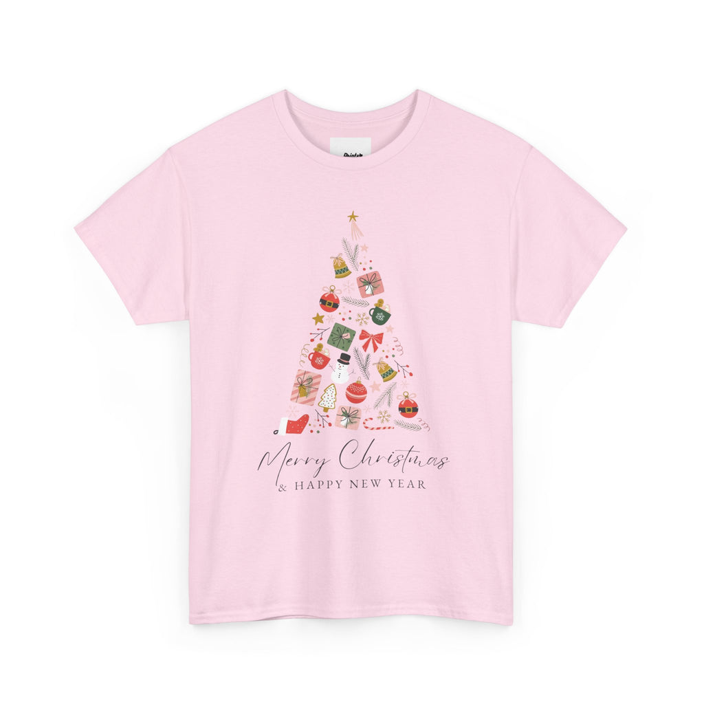 Christmas Tree Graphic Tee — "Merry Christmas & Happy New Year" Holiday T-Shirt