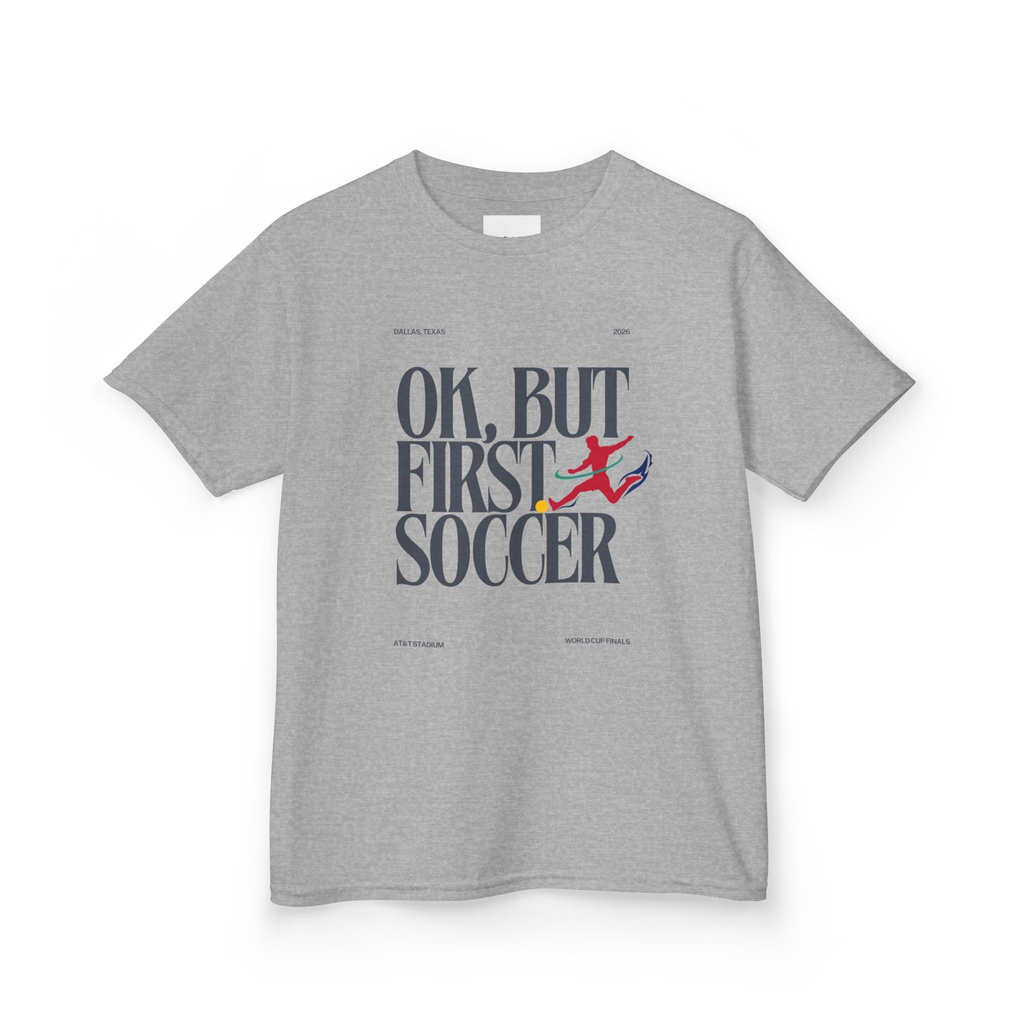 “OK, But First Soccer” Kids Tee