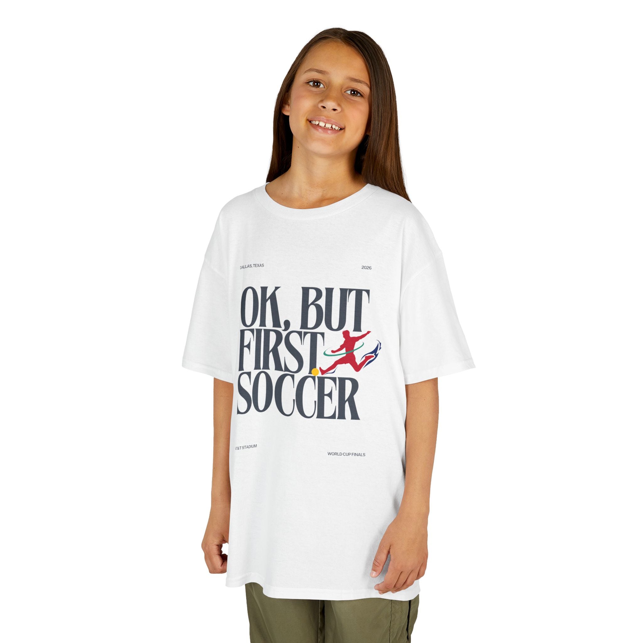 “OK, But First Soccer” Kids Tee